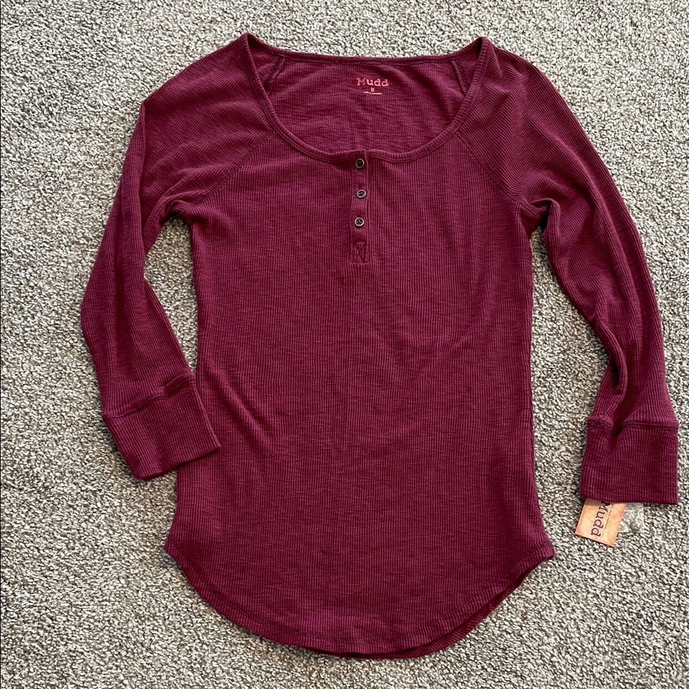 Mudd Juniors Medium Burgundy Henley Top NWT